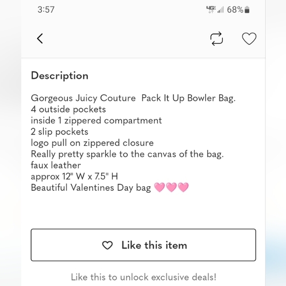 Juicy Couture Sparkly Pink Bowler Bag Pockets Viral Tik Tok - Picture 2 of 6